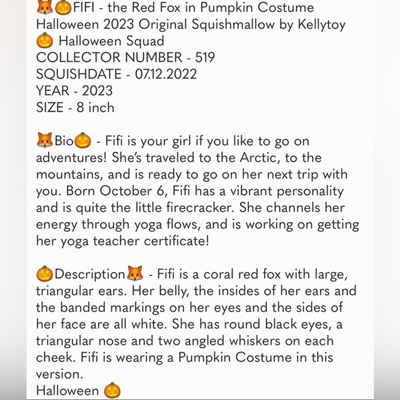 NWT Squishmallows FiFi the Fox Halloween 8” - Picture 3 of 4